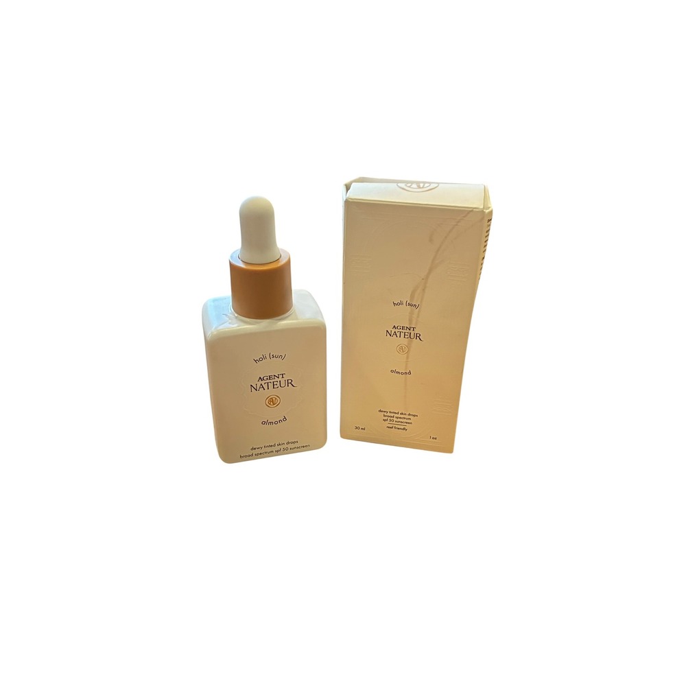 Agent Nateur Holi Sun SPF 50 Dewy Tinted Skin Drops Almond 1 oz READ